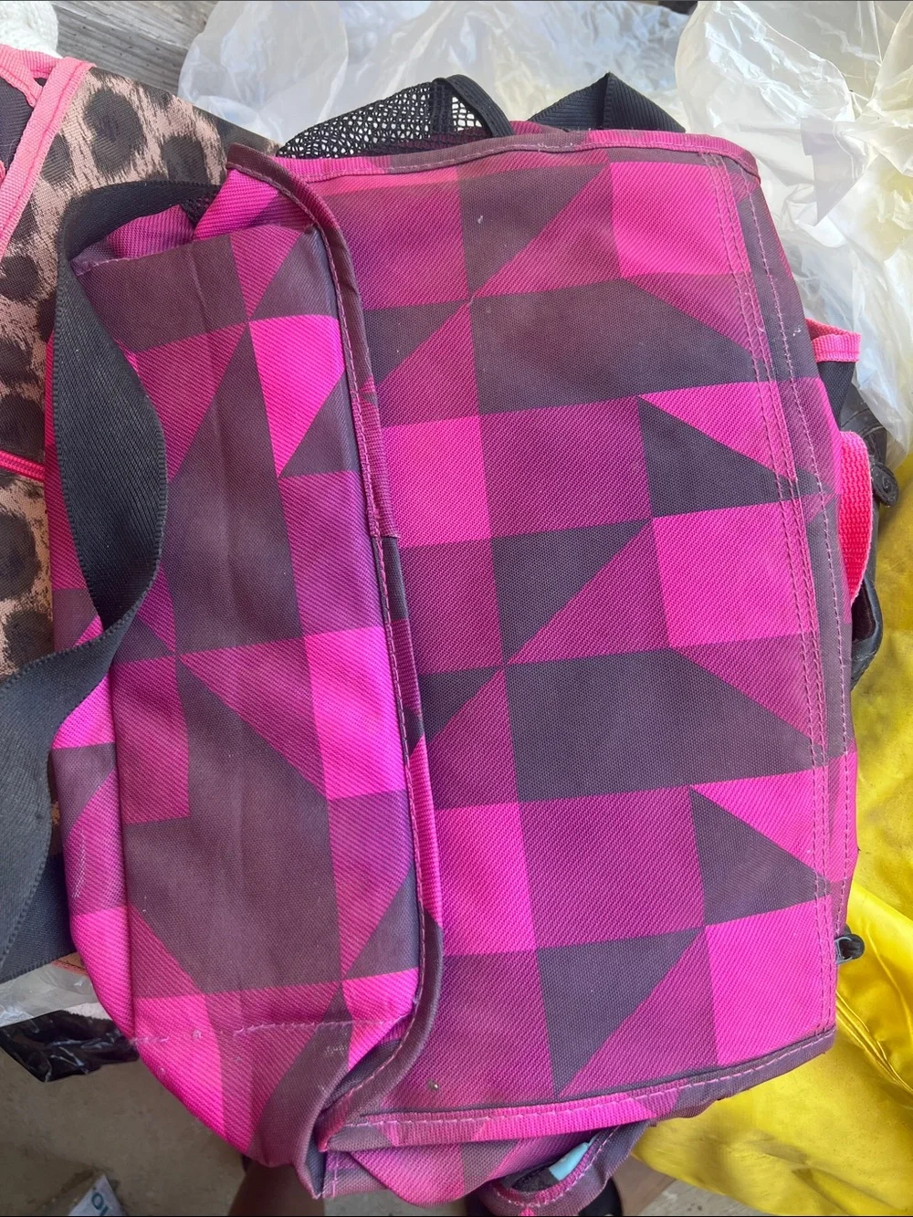 Pink Geometric Crossbody Messenger Bag